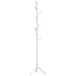 Coat Rack Bamboo Coat Stand With 8 Hooks For Handbags | One Size | White