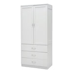 2-door Wardrobe With 3 Drawers & Hanging Rail | White