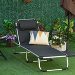 Folding Outdoor Lounger W/ Pillow | Black
