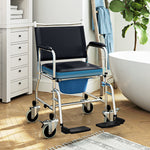 Shower Wheelchair, Commode Wheeled Chair With Padded Seat