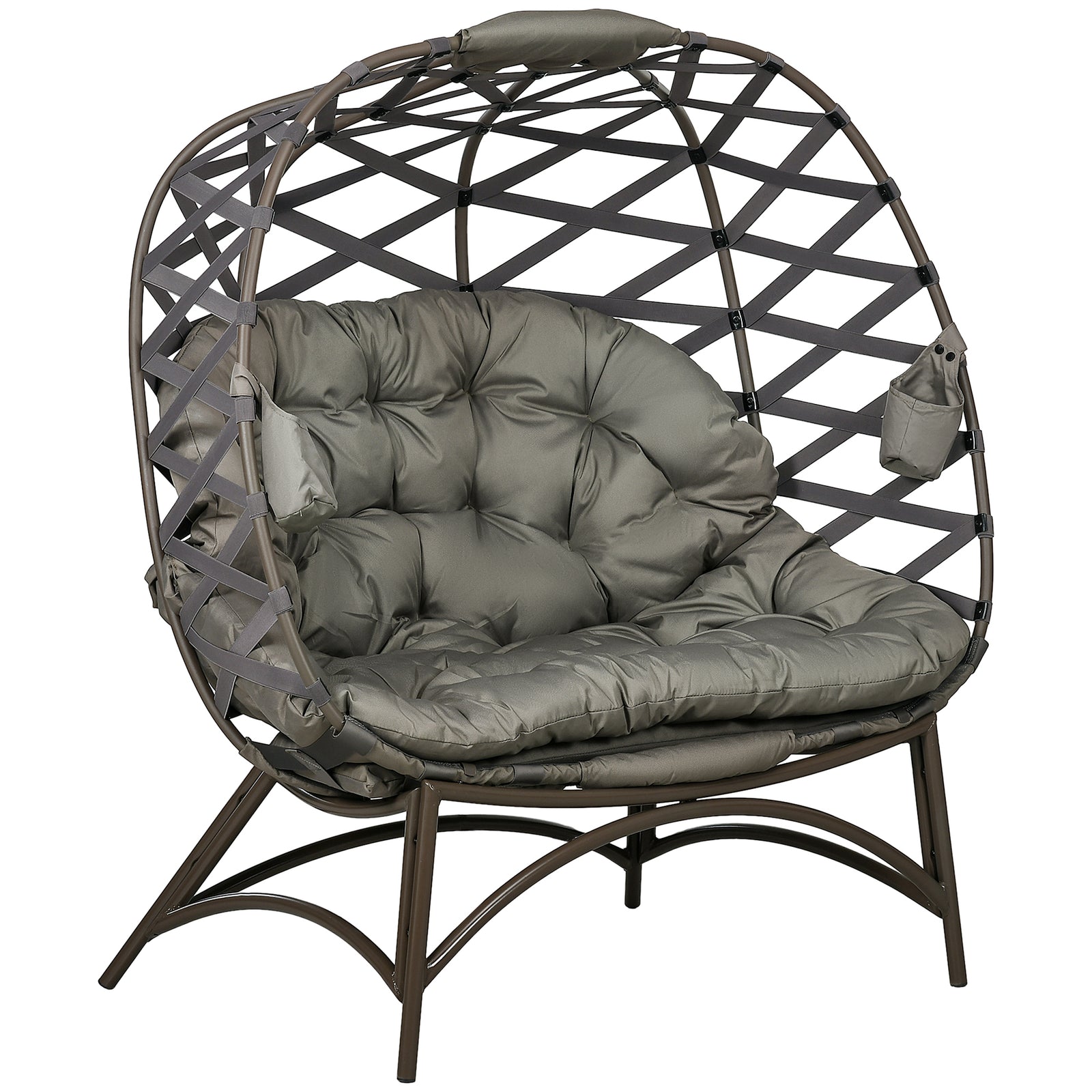 2 Seater Egg Chair Outdoor Garden Furniture Chair W/ Cushion | Brown