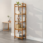 3/4/5-tier Tiered Bamboo Wood Book Storage Shelf | Large | Brown