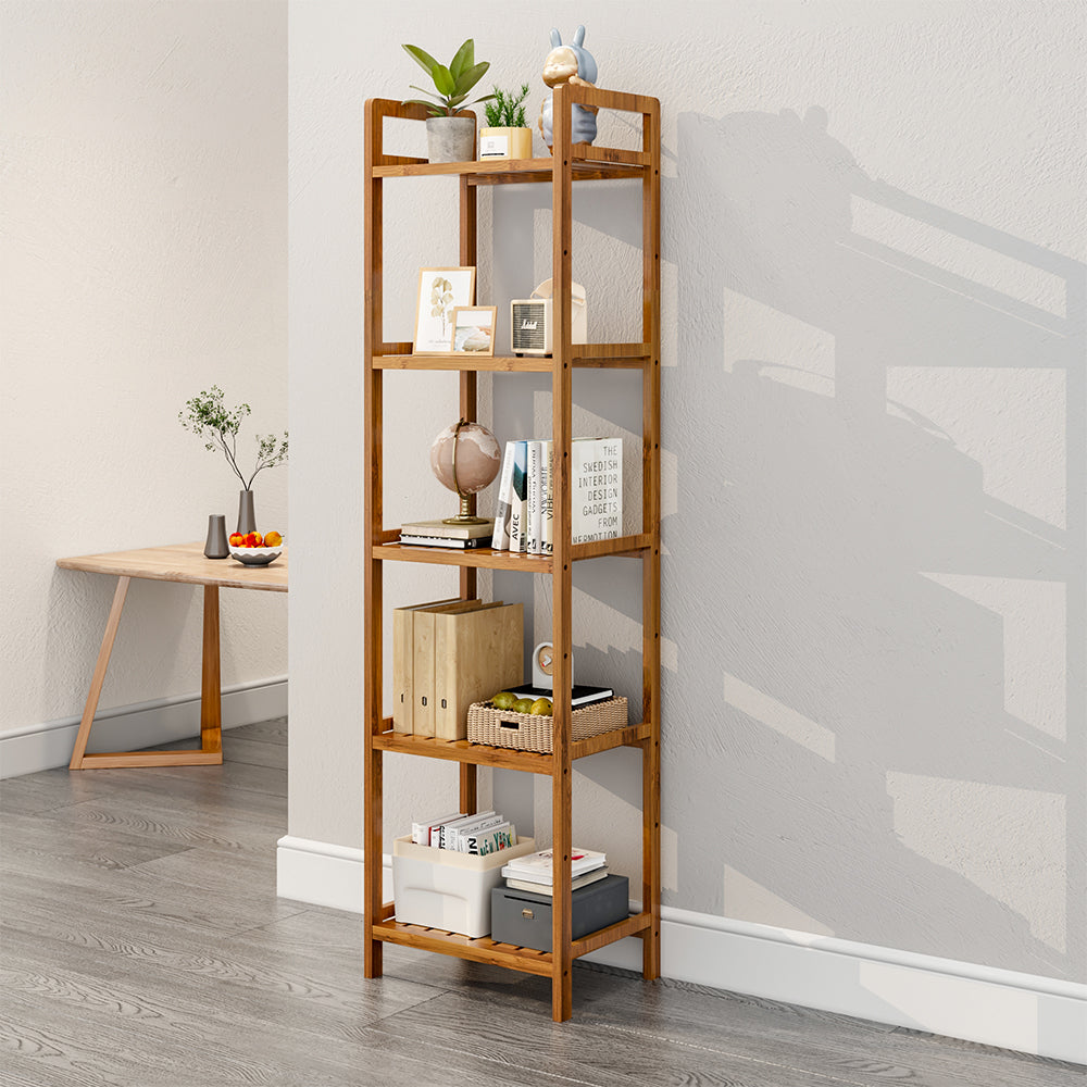 3/4/5-tier Tiered Bamboo Wood Book Storage Shelf | Large | Brown