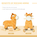 2-in-1 Kids Plush Ride-on Rocking Gliding Horse Giraffe-shaped Yellow