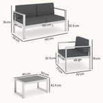 Outsunny 4 Seater Aluminium Garden Furniture Sofa Set With Olefin Cushions