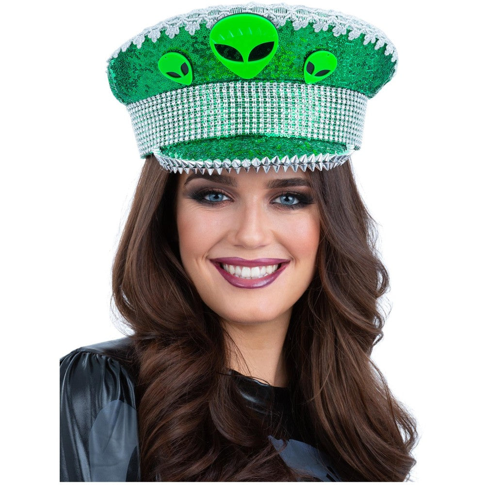 Deluxe Alien Sequin Captains Hat