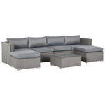 5 Pcs Pe Rattan Corner Sofa Set W/ Cushions