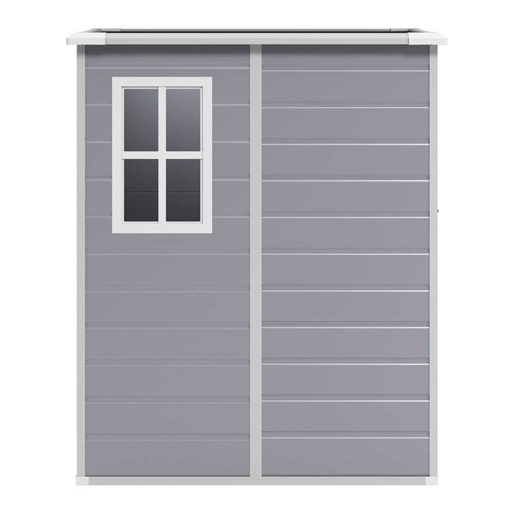 5x4ft Garden Plastic Storage Shed With Lockable Door | Large | Black & Grey