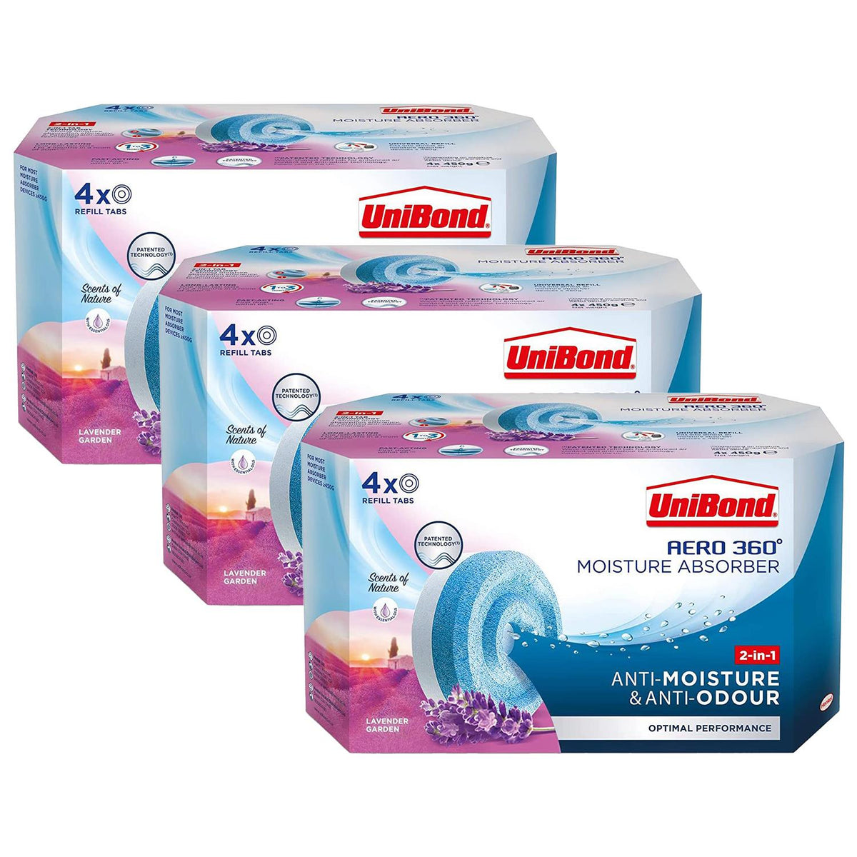 Aero 360 Moisture Absorber Lavender Garden Refill Tab - 450g | Set of 12