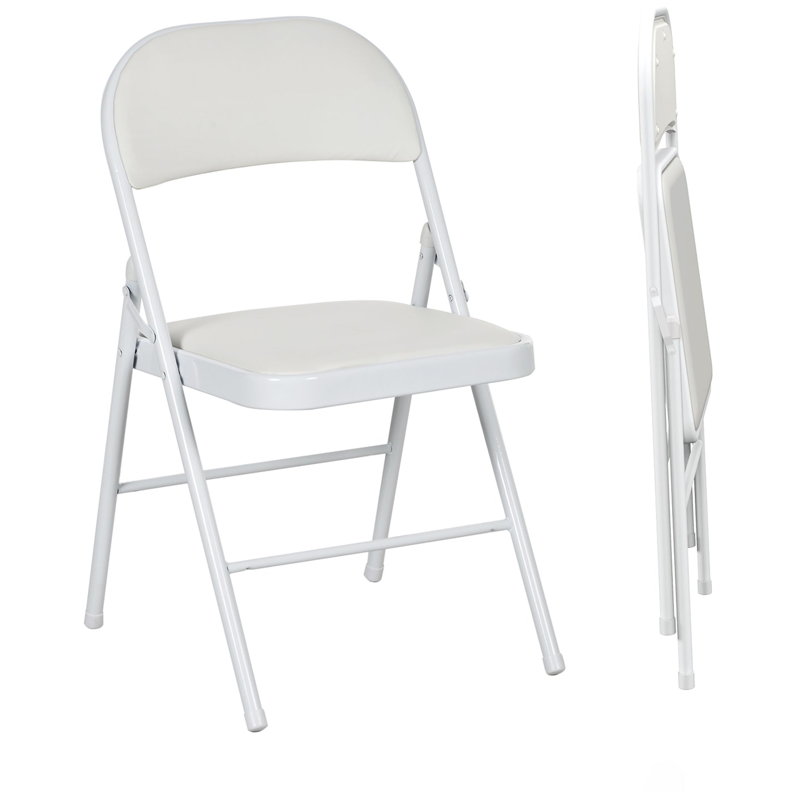 2 Pack Padded Folding Chairs, Cushioned | White