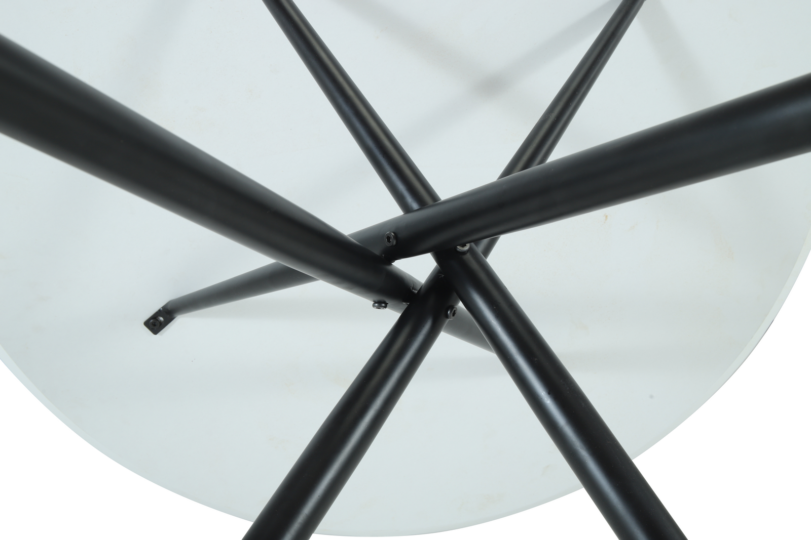 Seattle Circle White Concrete Dining Table With Stylish Starburst Black Legs | White