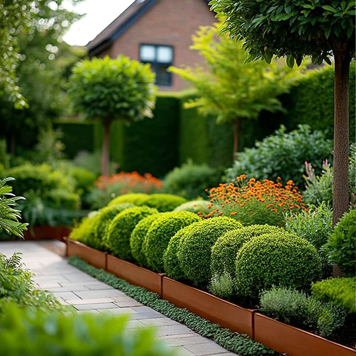 1m Heavy Duty Metal Garden Borders With Pega - Set Of 5 | Rust