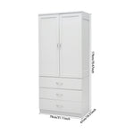2-door Wardrobe With 3 Drawers & Hanging Rail | White