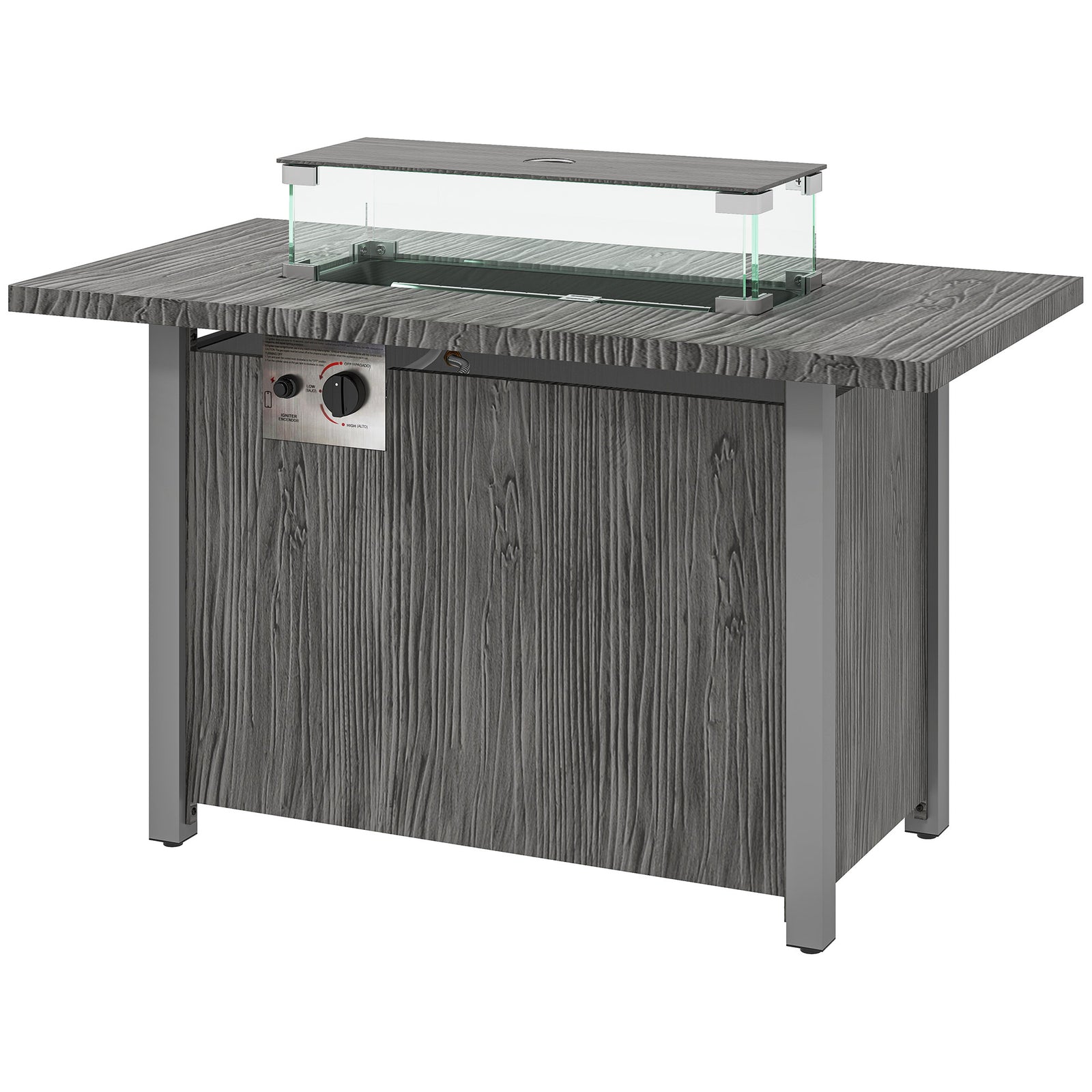 50000 Btu Gas Fire Pit Table, Dark Grey
