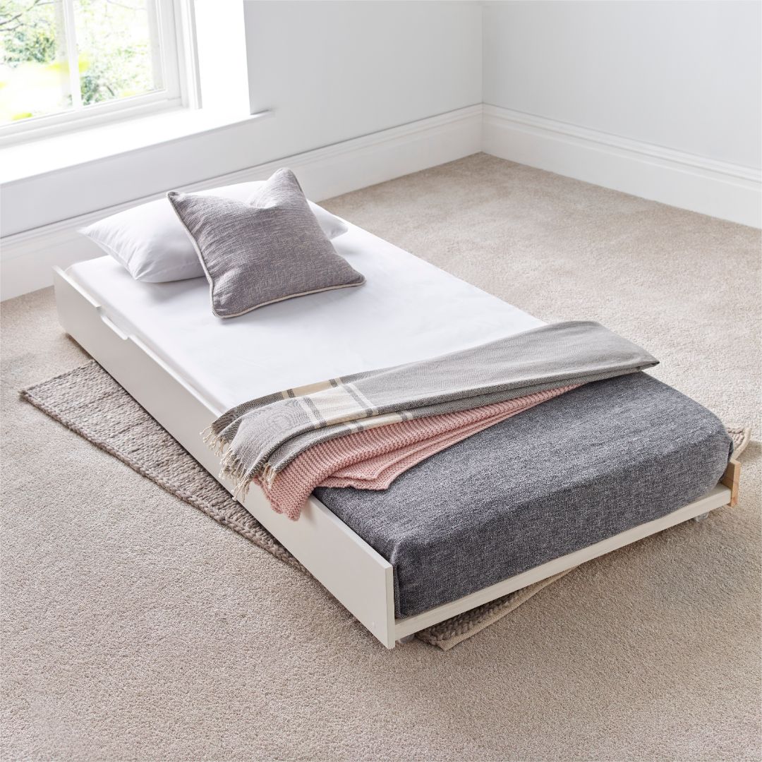 Tyler Guest Bed And Trundle With Pocket Mattresses | Single | White