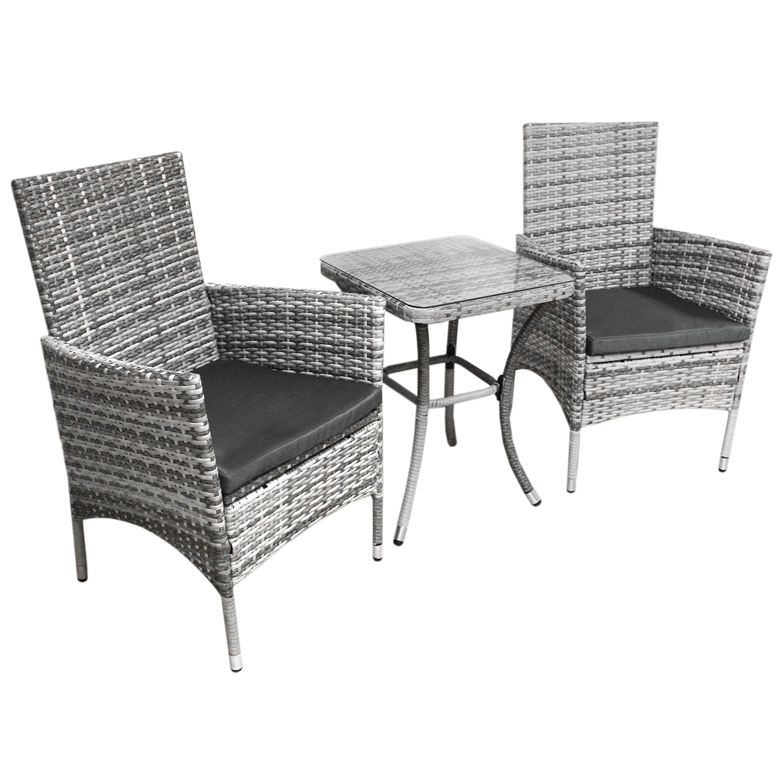 Rattan Bistro Set | Light Grey