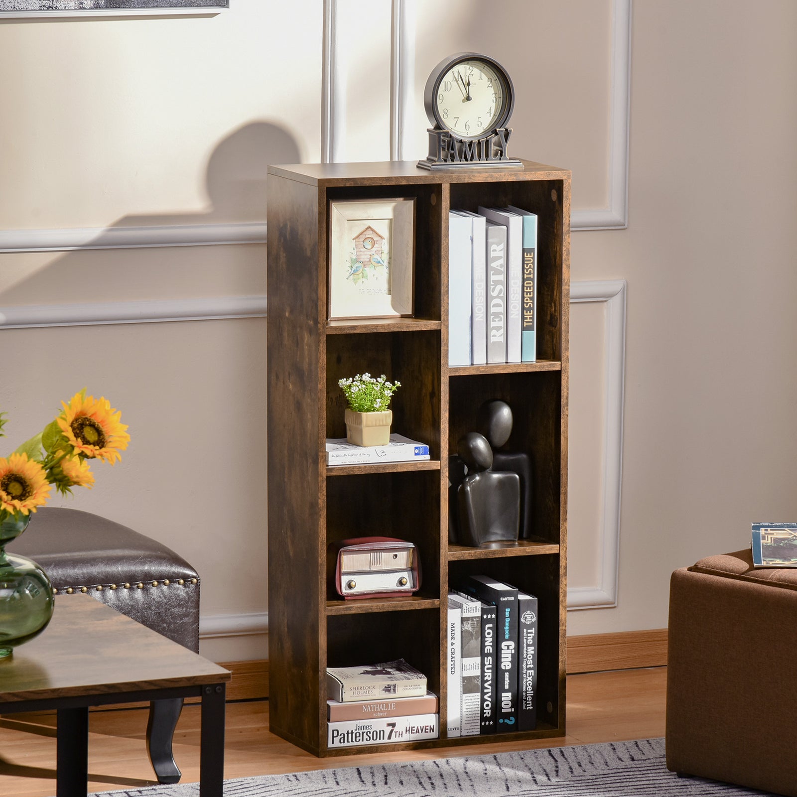 Bookcase Modern Bookshelf Cabinet For Home Office | One Size | Pale Brown