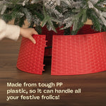Faux Rattan Christmas Tree Skirt Snap Design 65cm