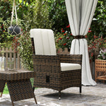 Rattan Recliner Chair, Wicker Armchair With Backrest | Cream
