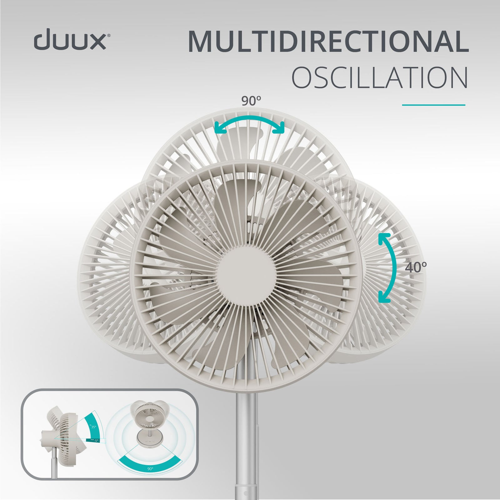 Rize Portable Fan With Rechargeable Battery | Off White