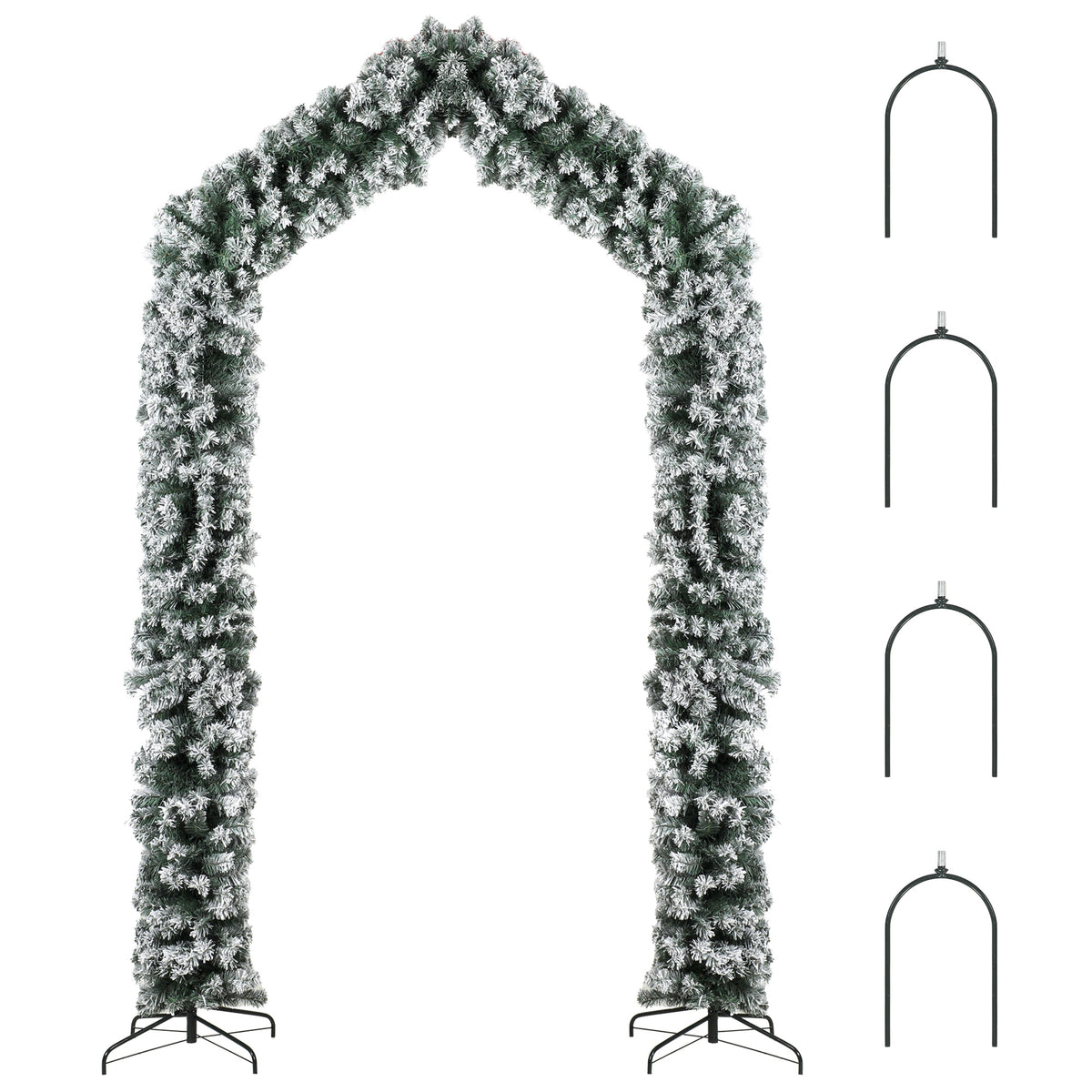 HOMCOM 9ft Flocked Snow Christmas Tree Arch With 1400 Branch Tips, Green
