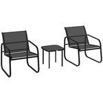 Garden Bistro Set, Metal Garden Furniture Set W/ Mesh Chairs