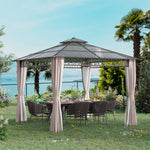Double roof Hard Top Gazebo With Nettings & curtains | Medium | Black