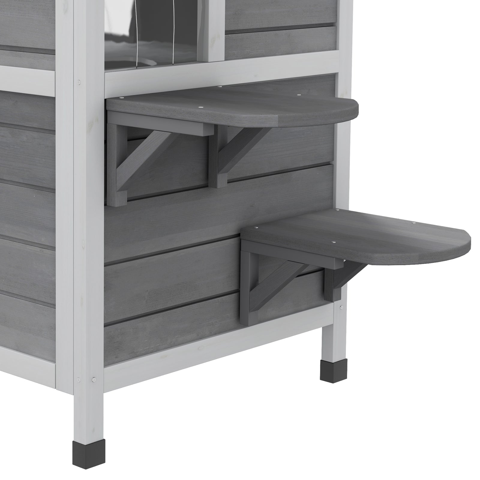 Wooden Cat House Cat Cave Pet Shelter Condos Outdoor | Grey