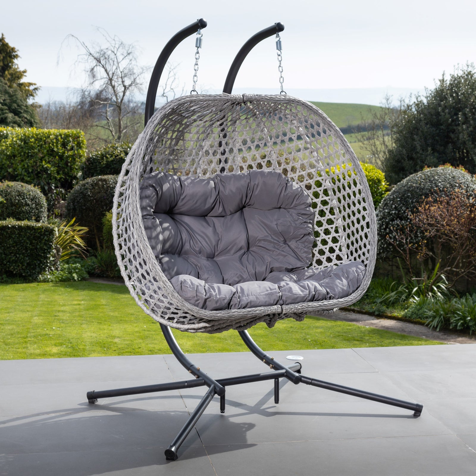Beauchamp Swinging Double Garden Seat | One Size | Dark Gray