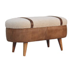 Artisan Furniture Solid Wood Tan Buffalo Boucle Nordic Bench, Upholstered