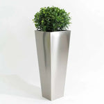 Zinc Galvanised Tall Flared Tapered Square Planter | 40cm x 40cm x 90cm | Silver