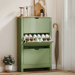 18-shoe Storage Cabinet 6 Shelves 3 Drawers Tabletop High | Green