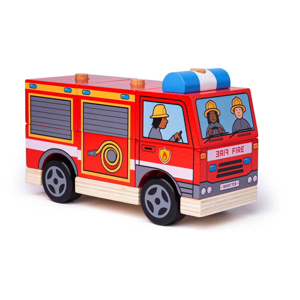 Wooden Stacking Fire Engine Toy And Puzzle