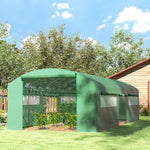6x3x2m Polytunnel Greenhouse, Roll-up Doors, Green