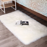 Rectangular Fluffy Shaggy Area Rug White Super Soft Plush Carpet For Bedroom | Small | White