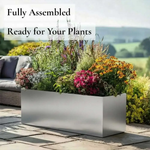 Zinc Galvanised Trough Planter | 70cm x 24cm x 24cm | Silver