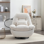 Fallon Boucle Fabric Swivel Based Recliner Chair Phone Holder | Cream