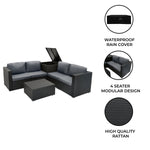 Rattan Modular 6 Piece Furniture Set | Black