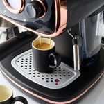 15-bar Retro Espresso Coffee Machine With Steam Wand | Black & Copper