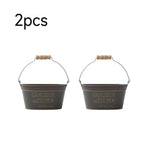 Breeins 2-piece Decorative Metal Retro Oval Plant Pot With Handle