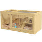 Pawhut Wooden Hamster Cage With Water Bottle, Platforms, Openable Roof