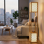 2-light Modern Floor Lamp W/ Shelves, Bedroom | Yellow