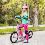 Teen Scooter Adjustable Height Dual Brakes Rubber Wheels Kickstand | Pink