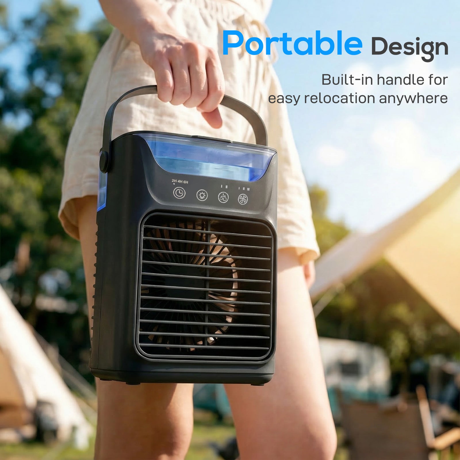 4-in-1 Mini Air Cooler, Portable Air Conditioner For Bedroom | Black