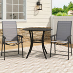 3-pieces Patio Dining Sets Metal Slatted Coffee Table With Foldable Chairs