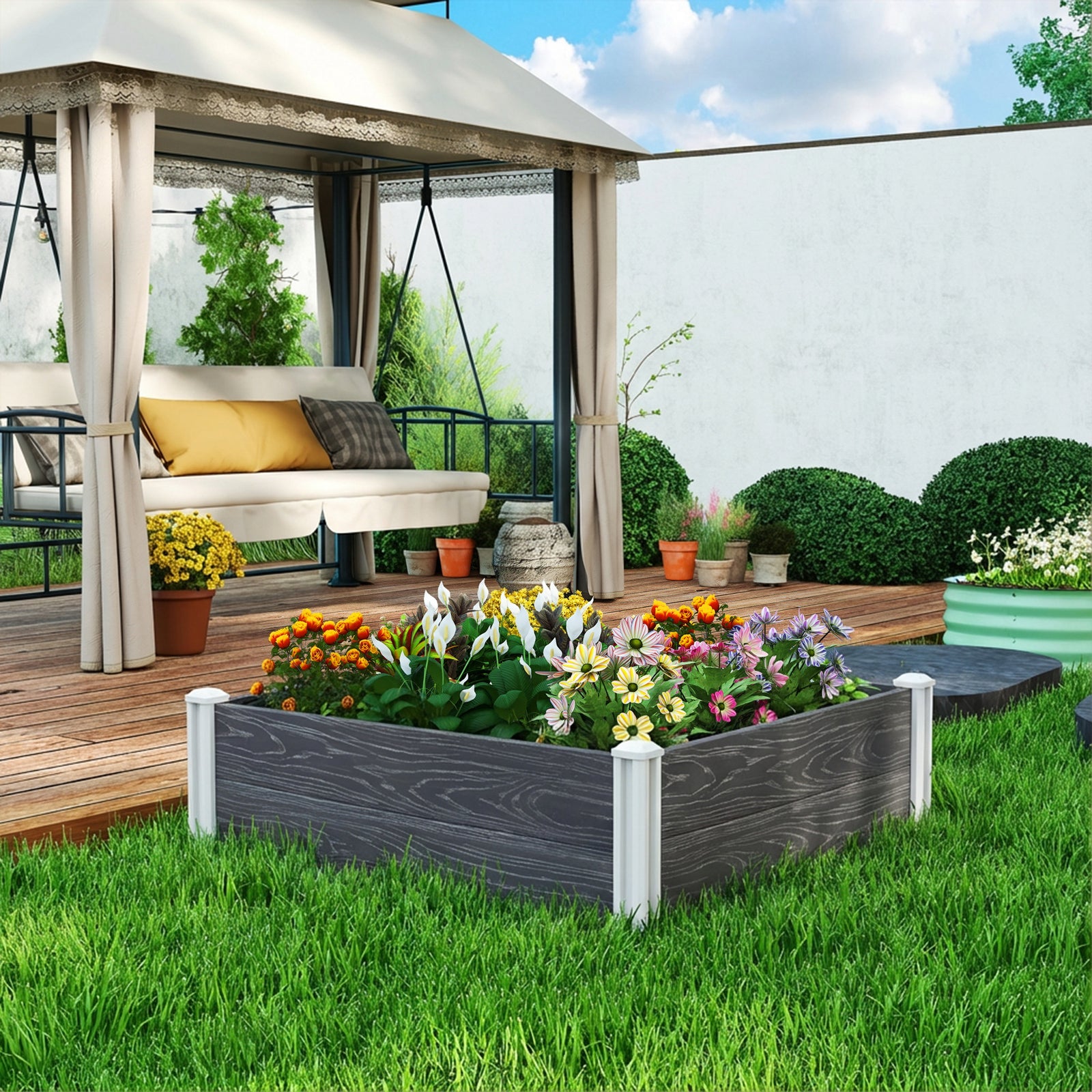 Vinyl Raised Garden Bed Kit | L | Dark Grey