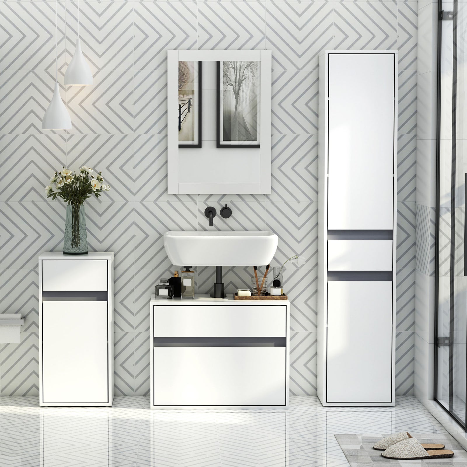 Minimalistic Bathroom Storage Cabinet Drawer Cupboard Shelf