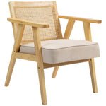 Rattan Armchair With Wood Frame Seat Cushion Bedroom