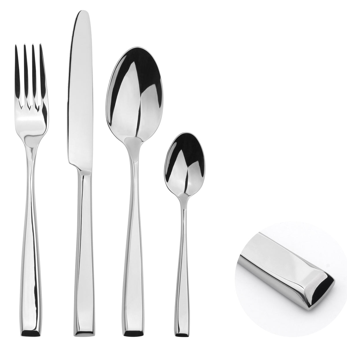 Cutlery Sets Stainless Steel 18/8 Forks Spoons Catering Taper | Set of 24 | Silver