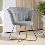 Accent Chair, Velvet Armchair With Lotus Backrest | One Size | Grey